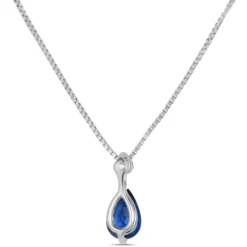 Pear Sapphire & Diamond Necklace 14K