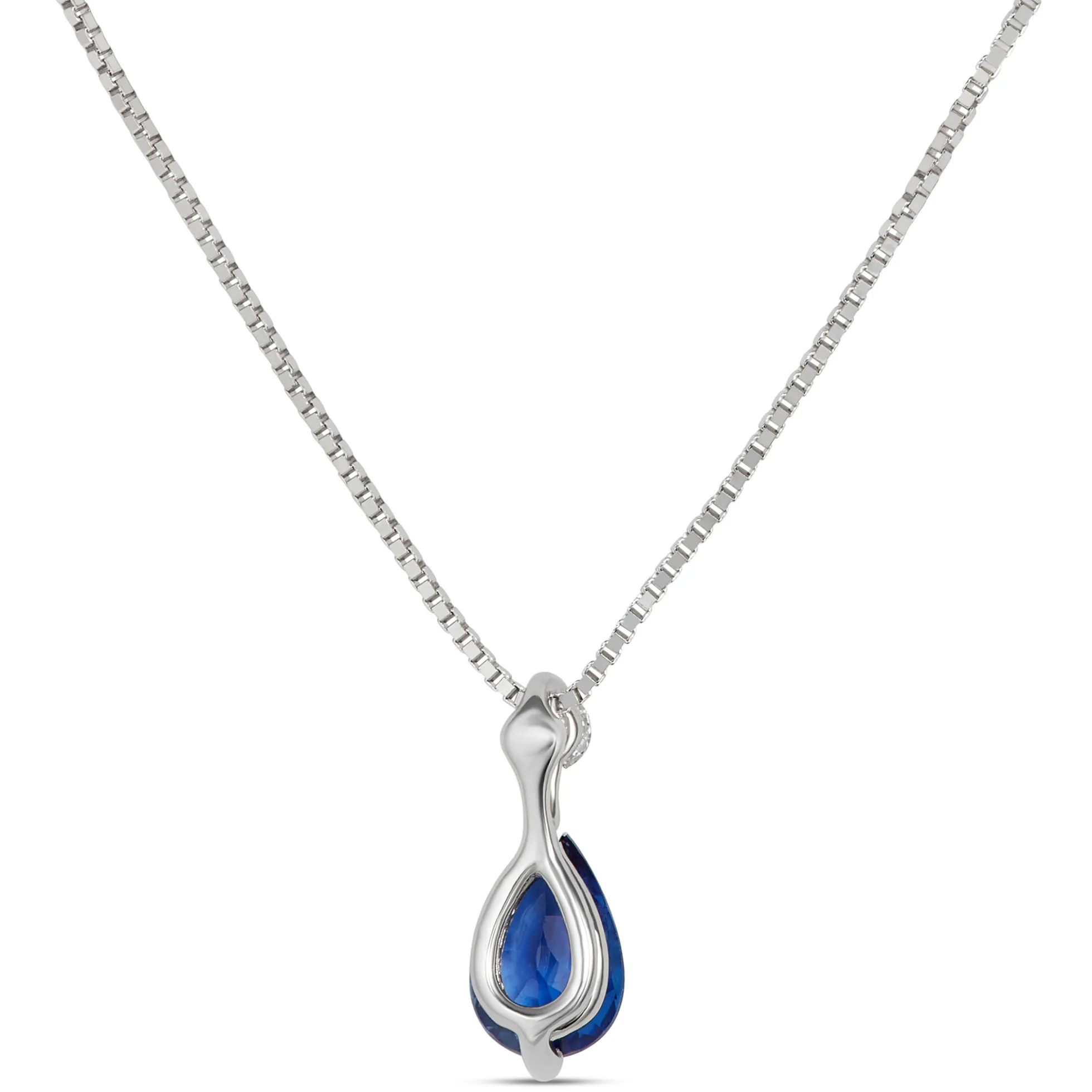 Pear Sapphire & Diamond Necklace 14K