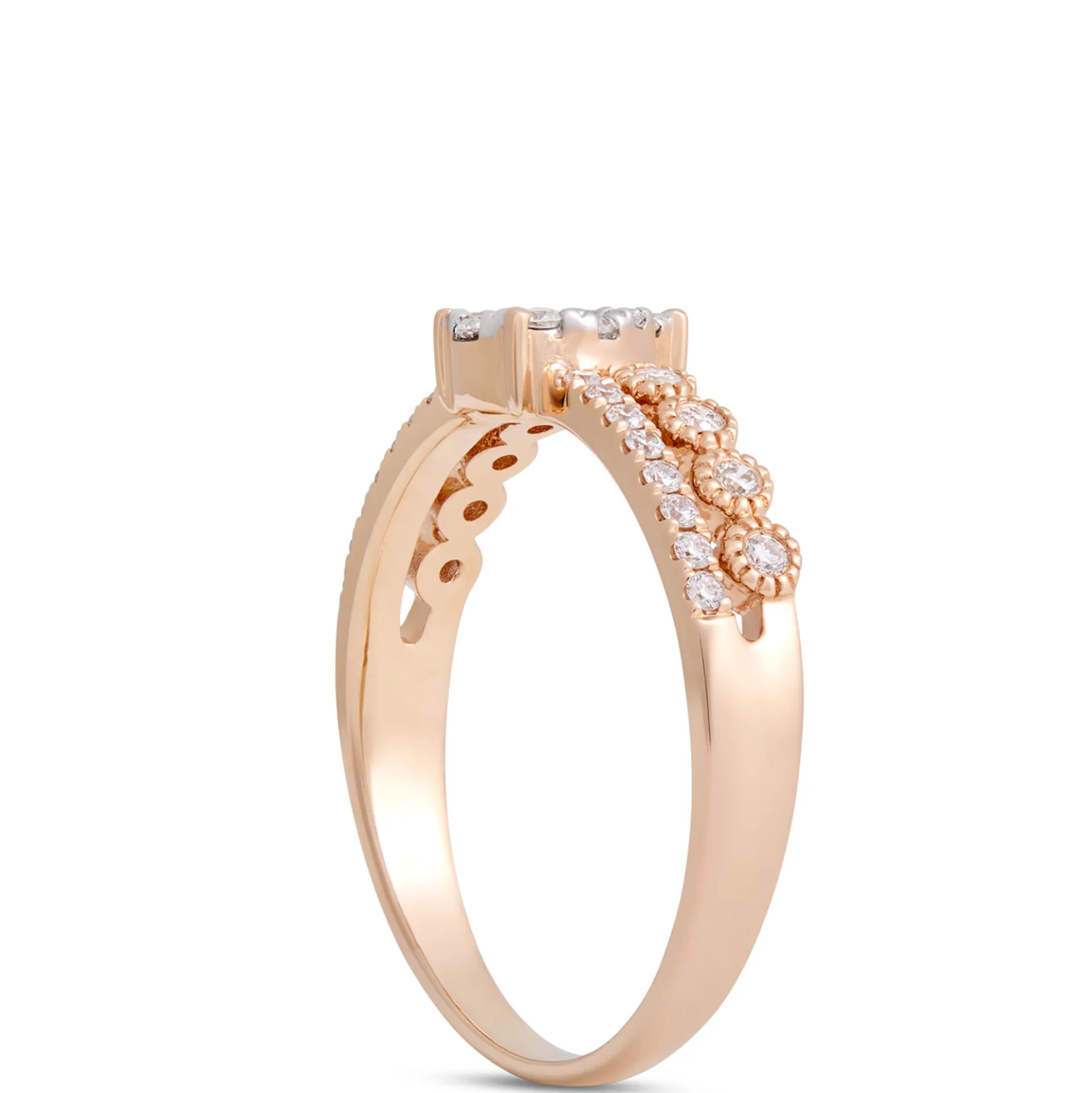 Pear Shaped Cluster Diamond Ring, 14K Yellow Gold