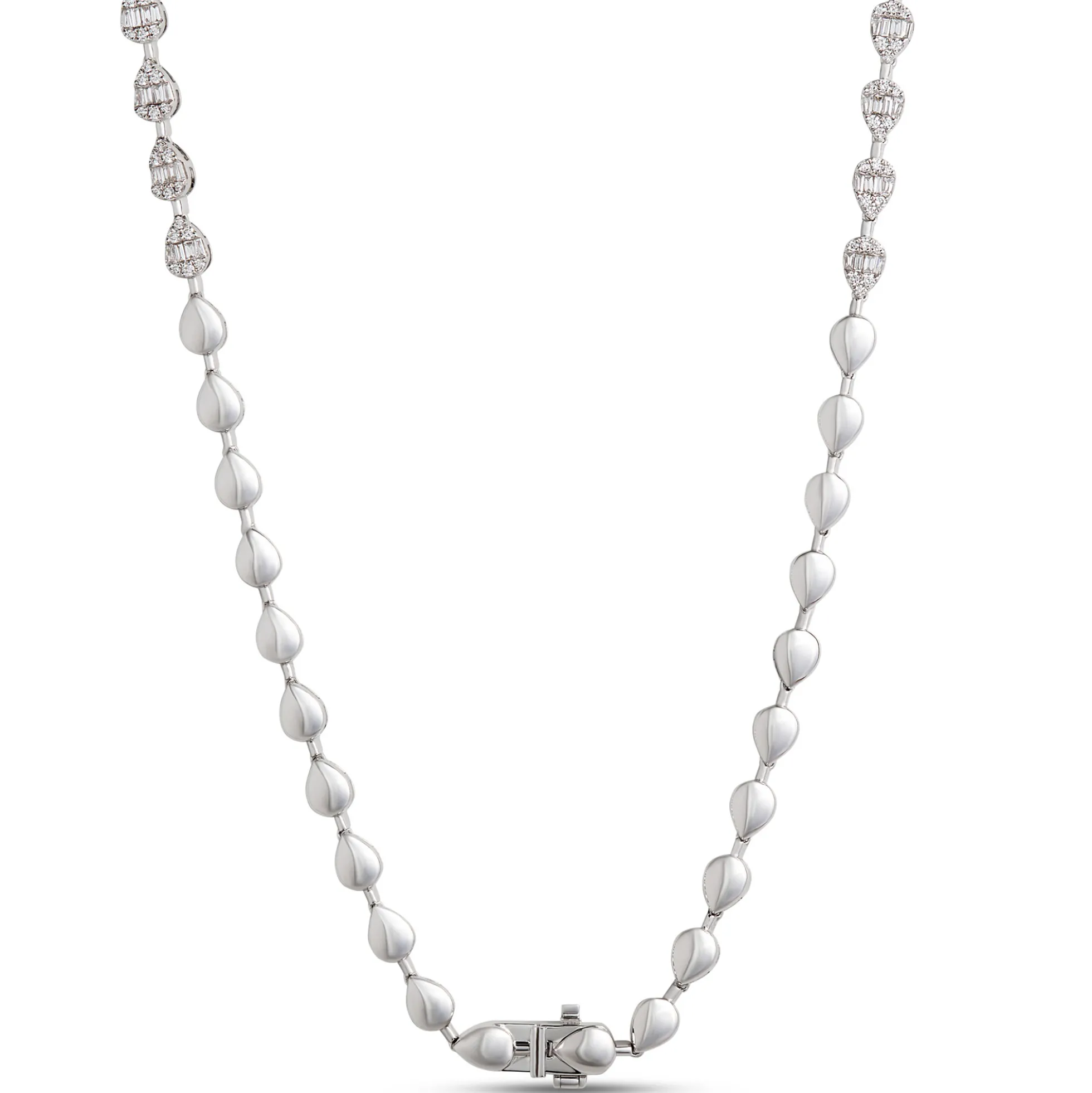 Pear Shaped Diamond Necklace, 2 ½ Total Carat Weight, 14K White Gold