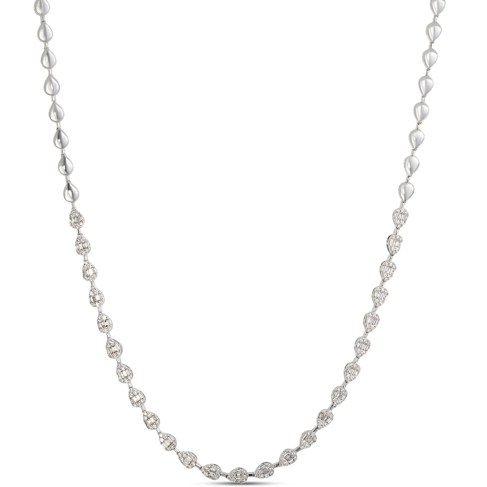 Pear Shaped Diamond Necklace, 2 ½ Total Carat Weight, 14K White Gold