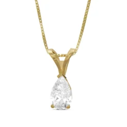 Pear Shaped Diamond Pendant, ½ Carat Total Weight, 14K Yellow Gold