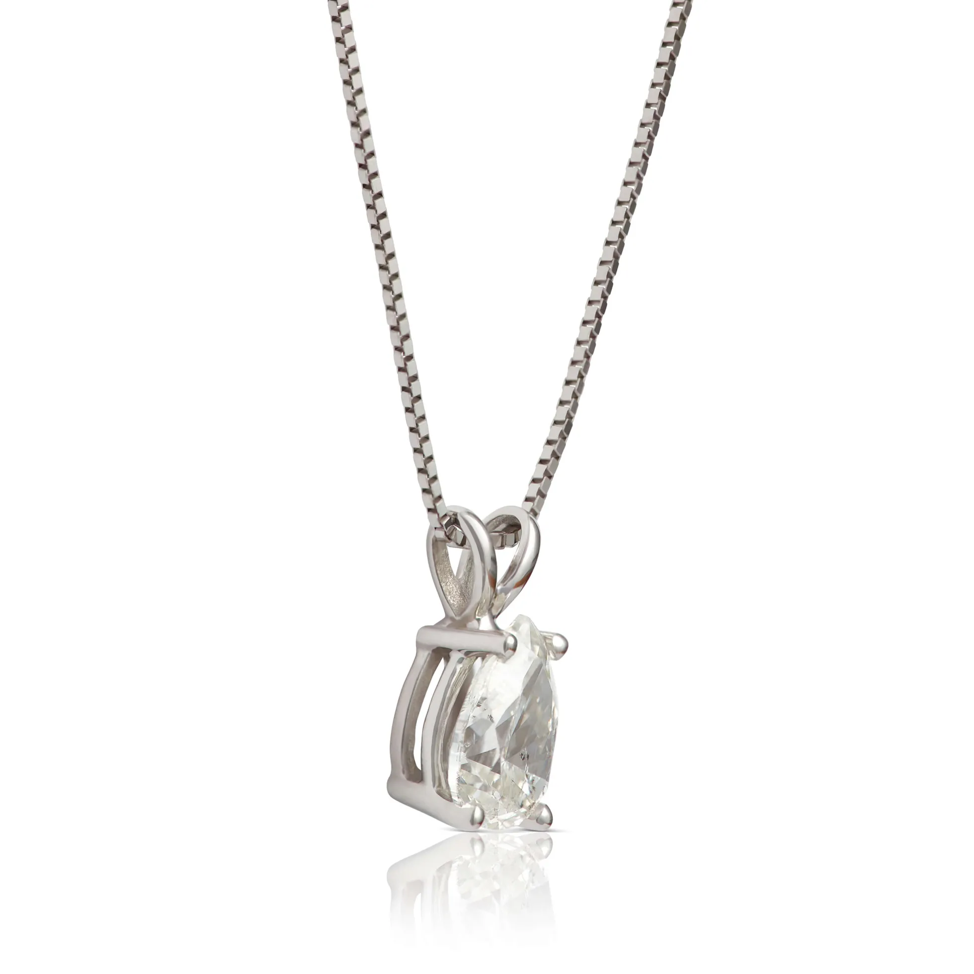 Pear Shaped Diamond Pendant, ½ Carat Total Weight, 14K White Gold