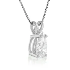 Pear Shaped Diamond Pendant, ¾ Carat Total Weight, 14K White Gold
