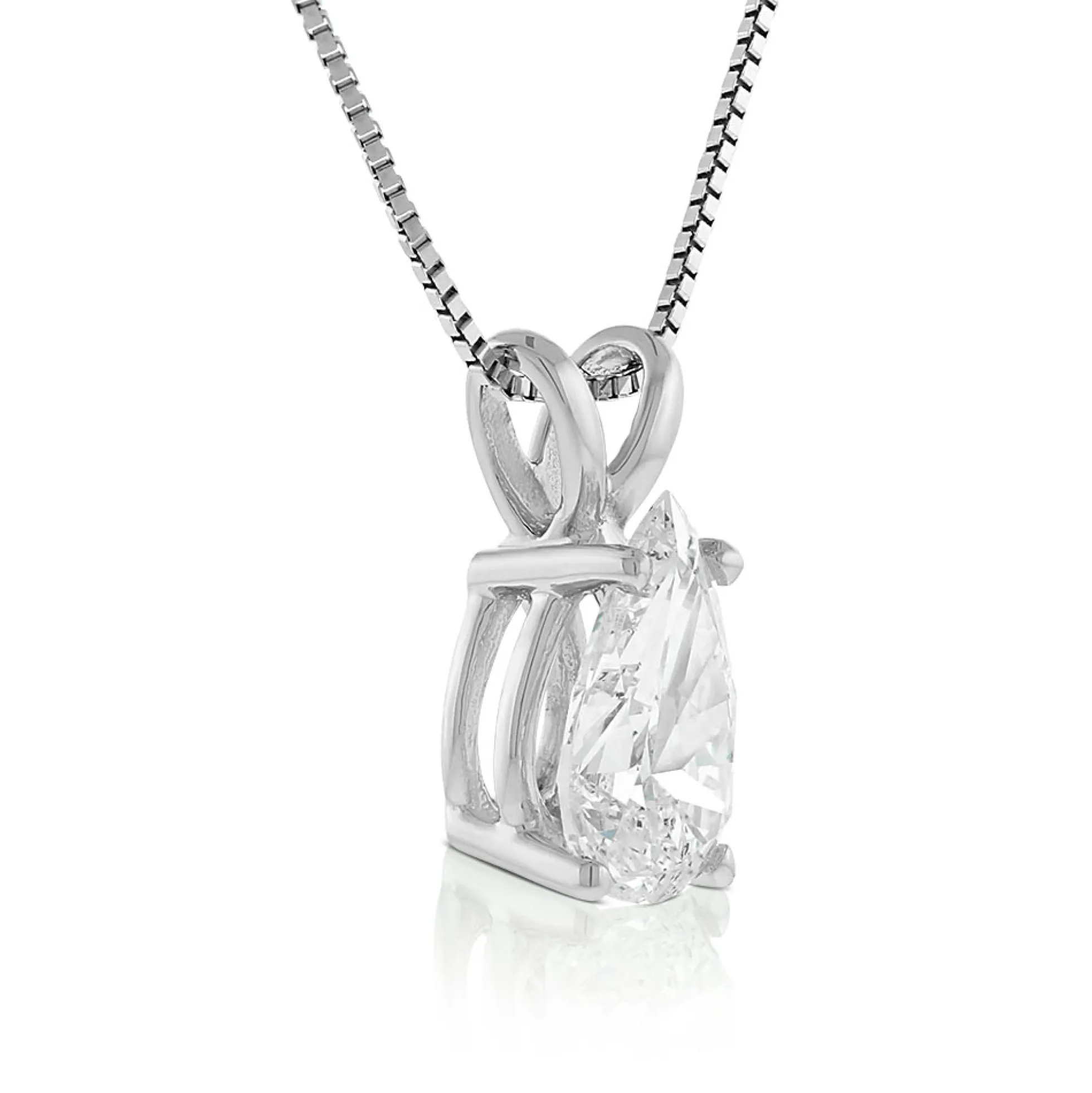 Pear Shaped Diamond Pendant, ¾ Carat Total Weight, 14K White Gold