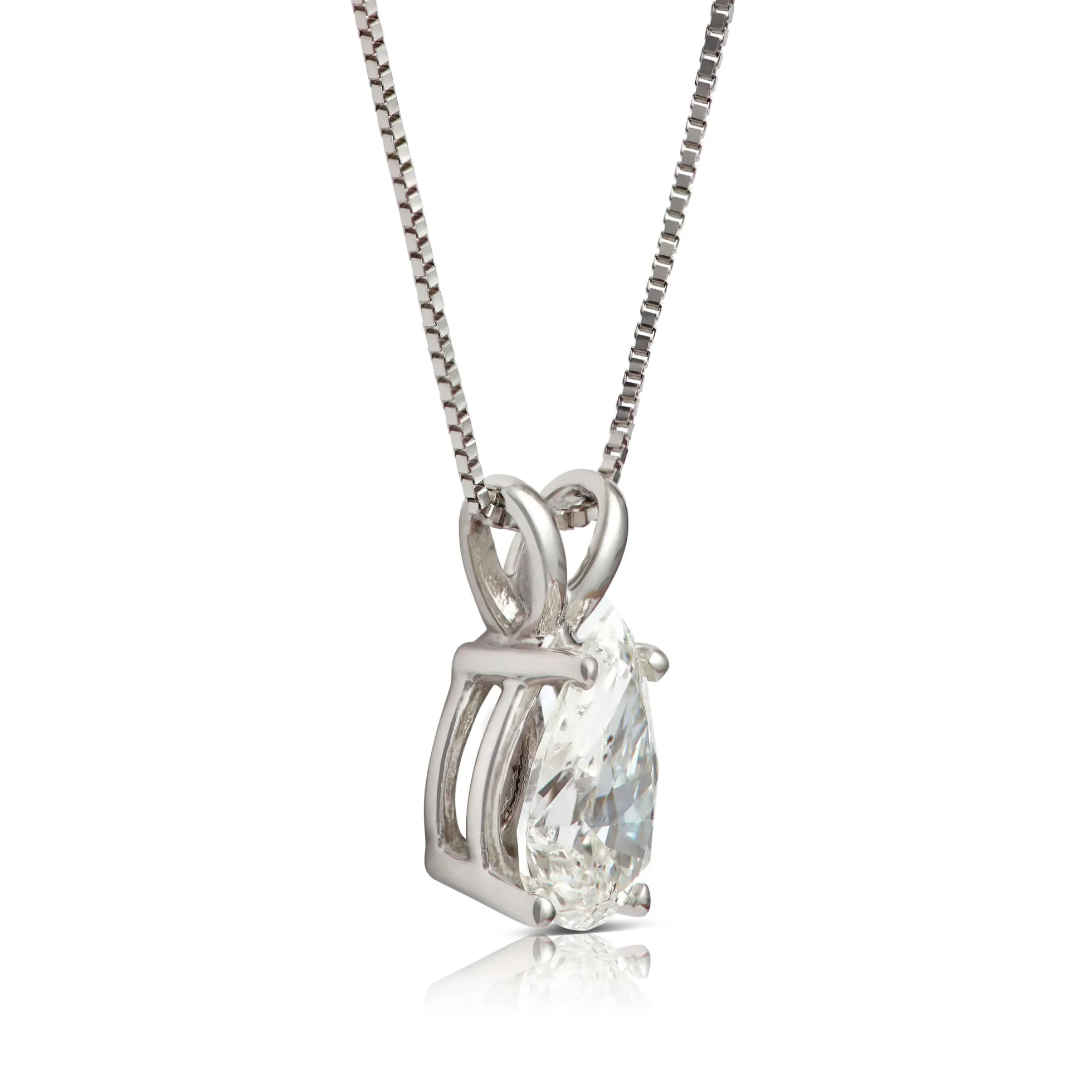 Pear Shaped Diamond Pendant, ¾ Carat Total Weight, 14K White Gold