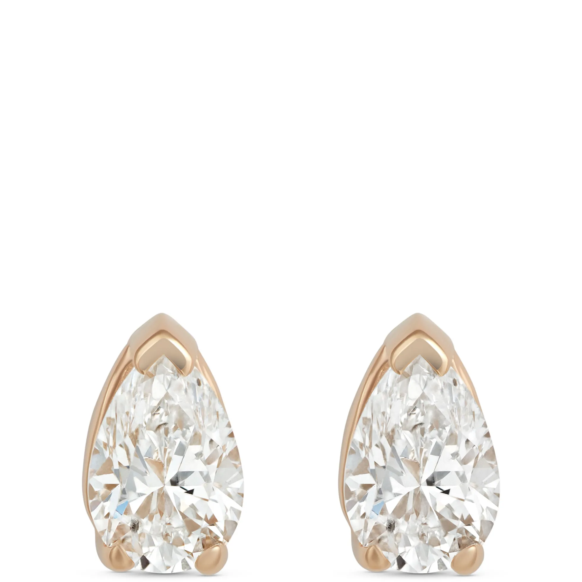 Pear-Shaped Diamond Studs, 1/2 Carat Total Weight, in 14K Yellow Gold