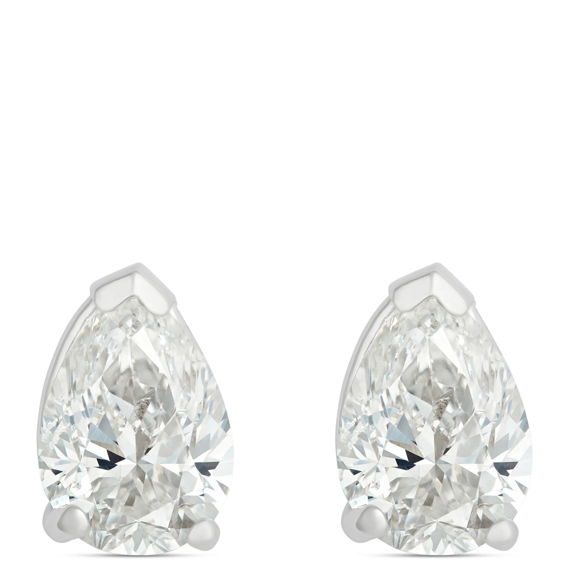 Pear Shaped Diamond Studs, 1 Carat Total Weight, in 14K White Gold
