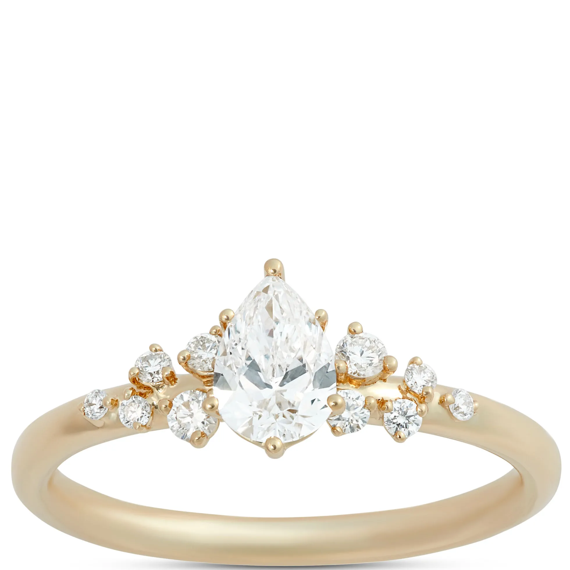 Pear Shape Diamond Engagement Ring, 14K Yellow Gold