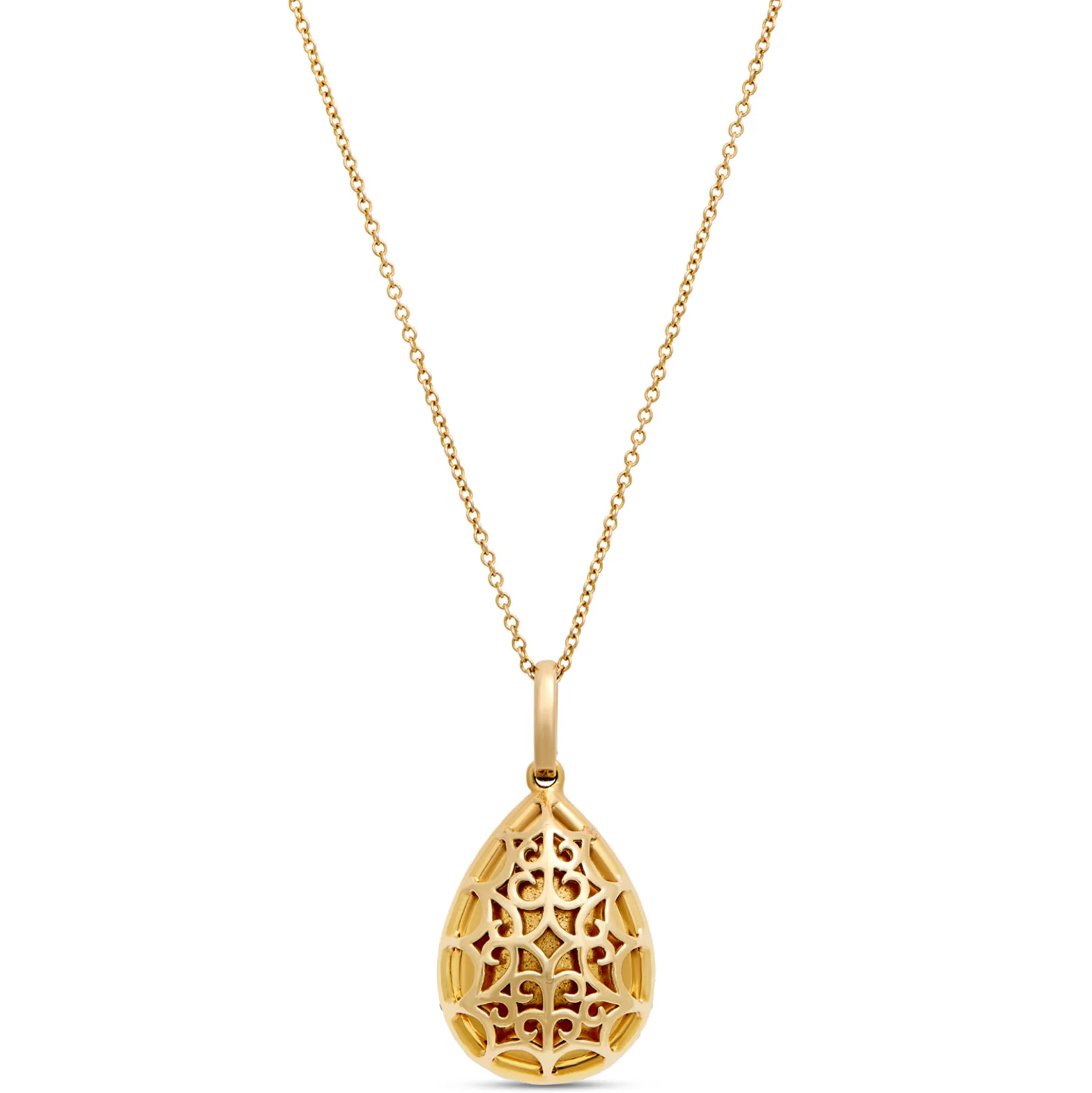 Pear-Shaped Opal and Diamond Pendant Necklace, 14K Yellow Gold
