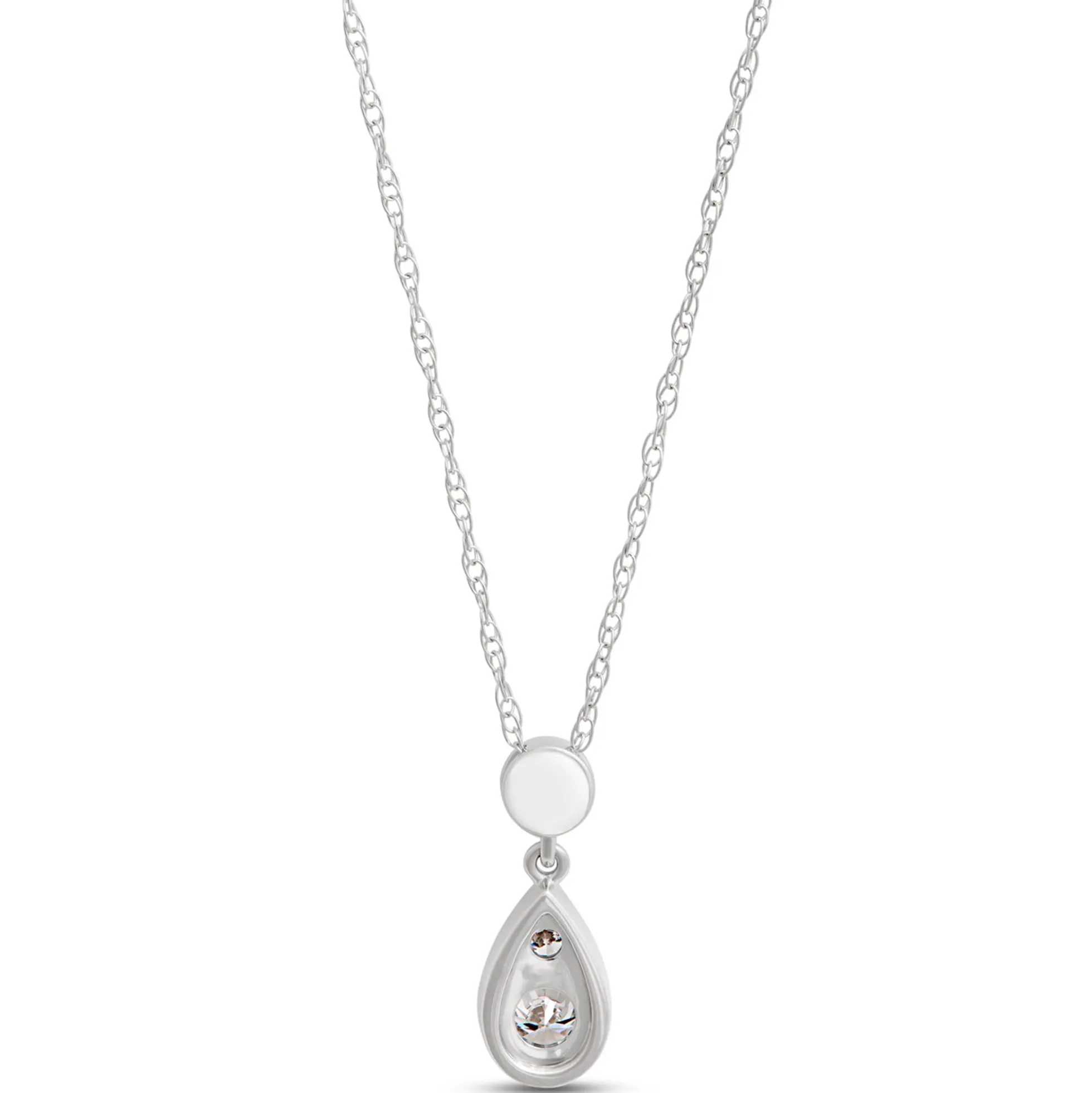 Pear Shaped Pendant with Round Diamonds, ⅓ Total Carat Weight, 14K White Gold
