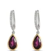 Pear Shaped RhodoliteHoops, 1/10 Total Carat Weight, 14K Two-Tone