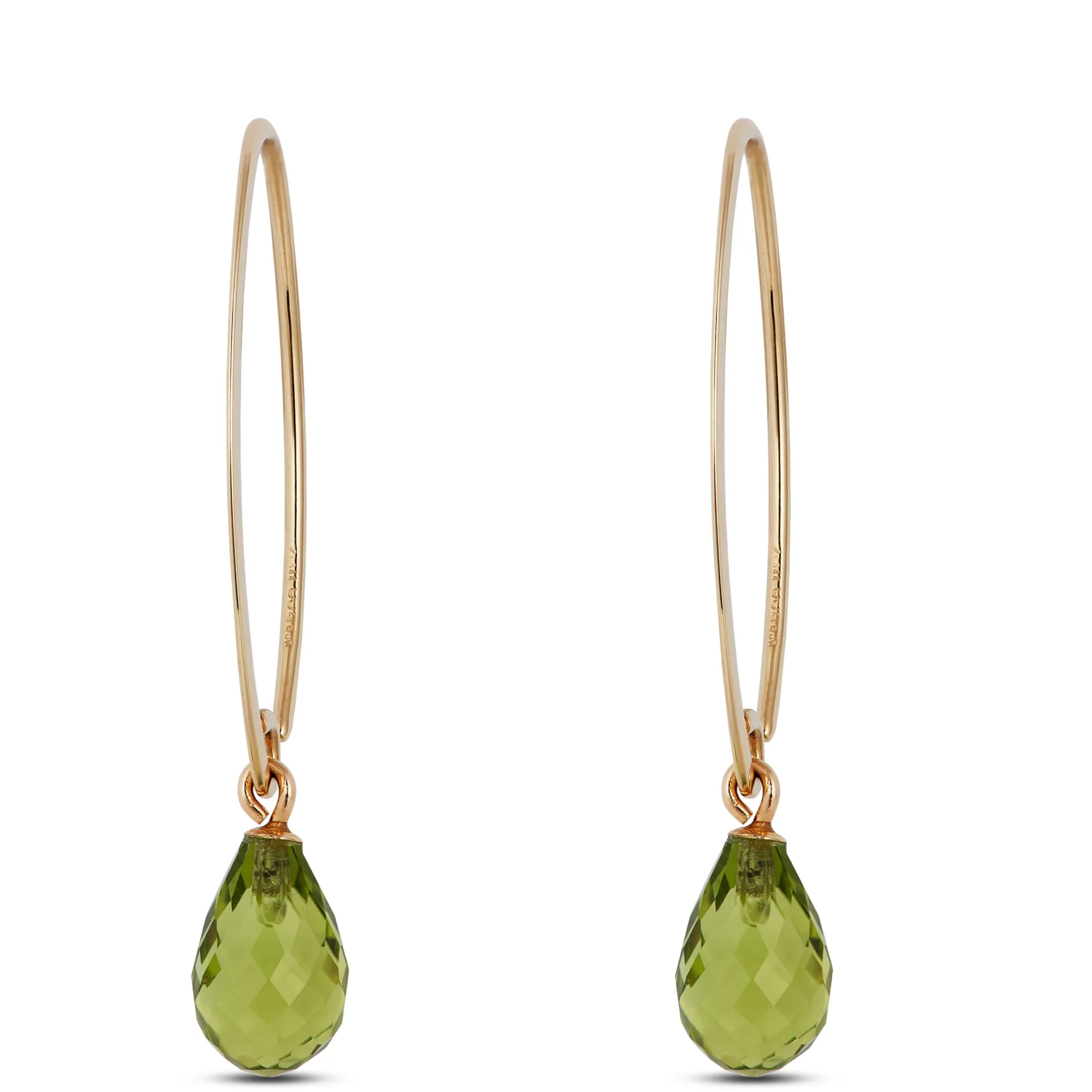 Peridot Drop Earrings 14K