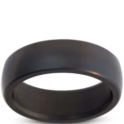 Polish Dome Black Diamond Polycrystalline Band, 7mm