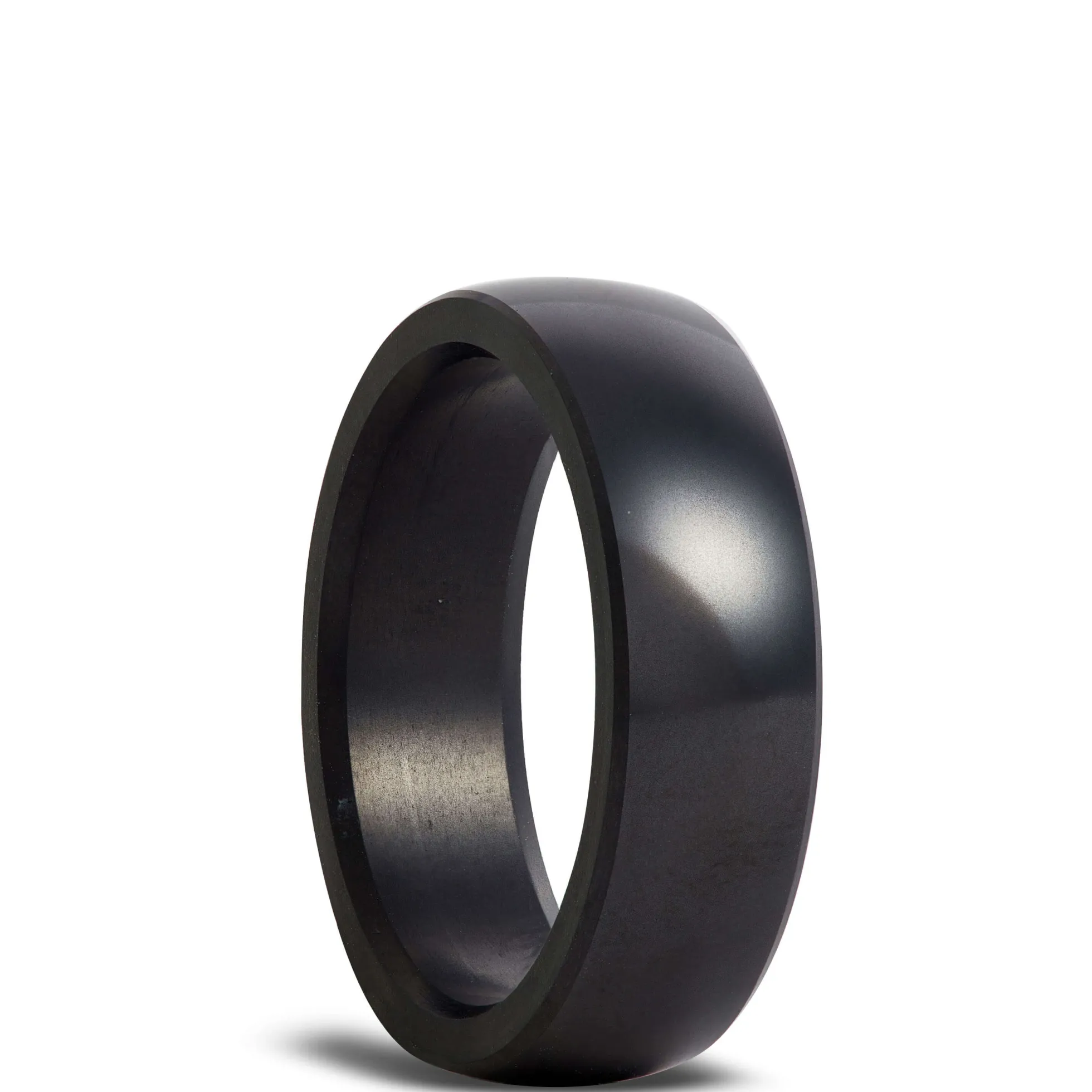 Polish Dome Black Diamond Polycrystalline Band, 7mm