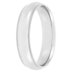 Polished Milgrain Edge Comfort Fit 5mm Band in Platinum