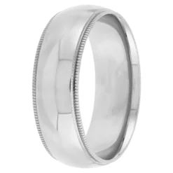 Polished Milgrain Edge Comfort Fit 7mm Band in Platinum