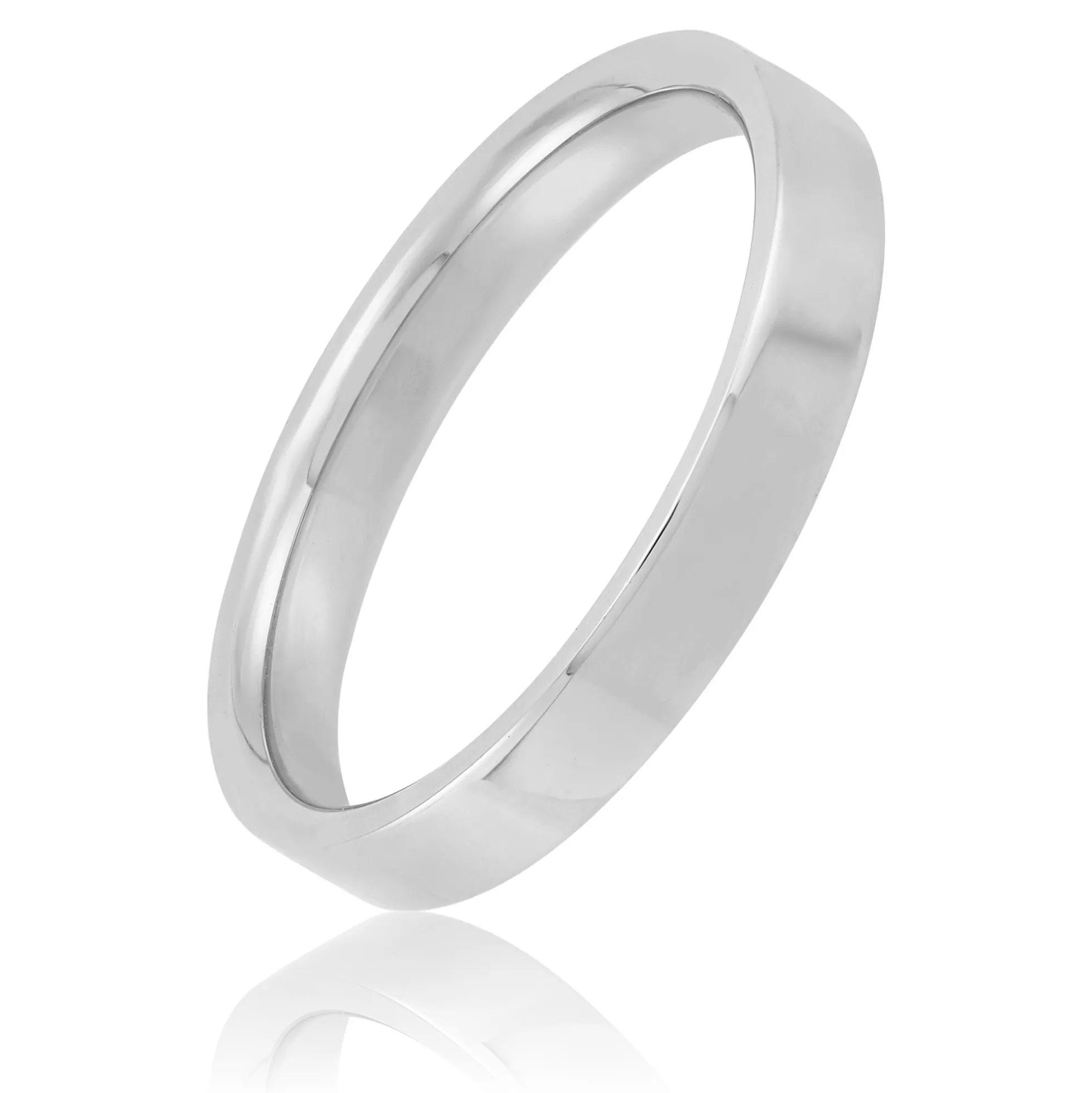 Polished Pipe Comfort Fit 3mm Band in Platinum