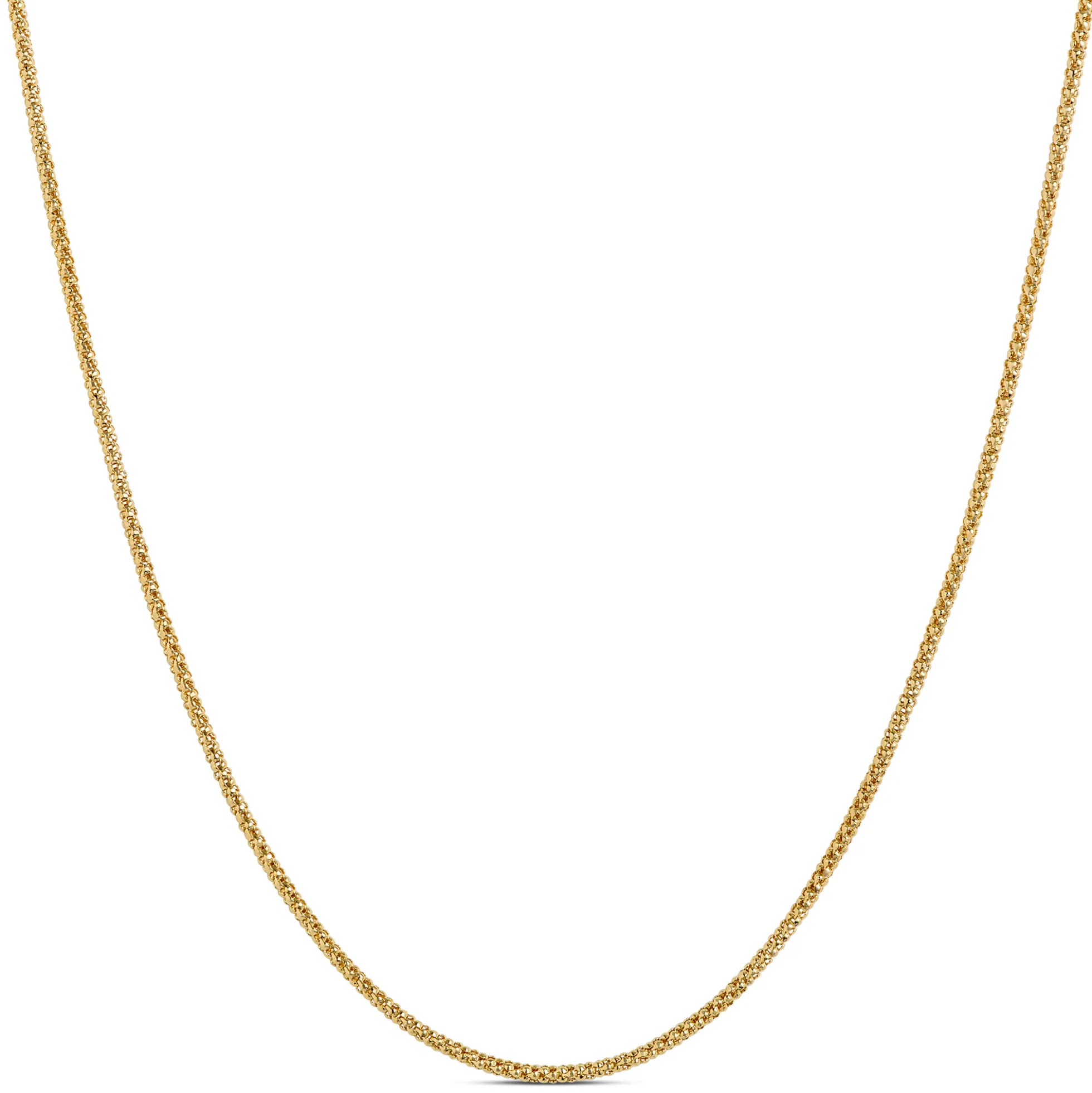 Popcorn Link Necklace with Slider Bead, 14K Yellow Gold