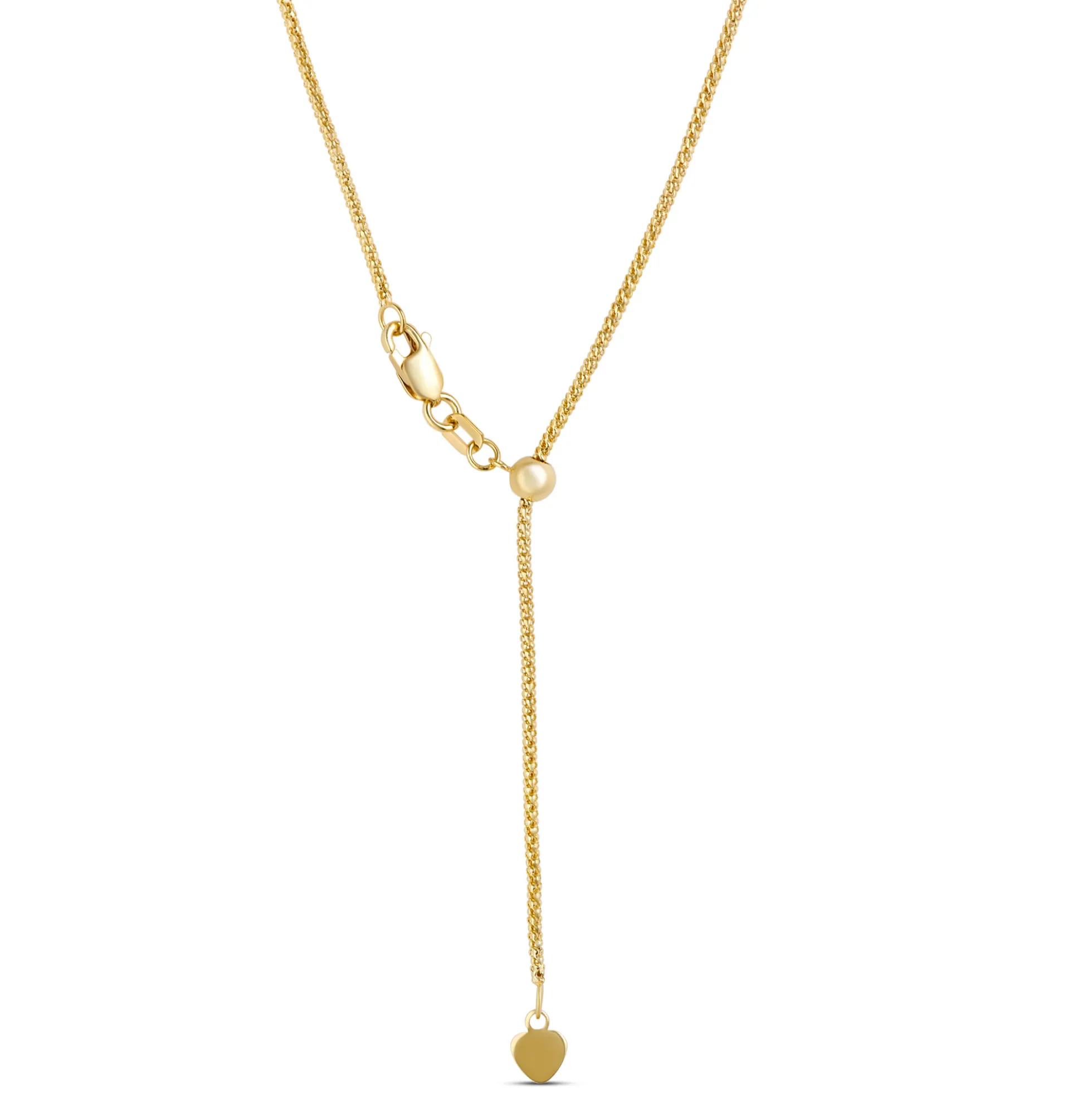 Popcorn Link Necklace with Slider Bead, 14K Yellow Gold