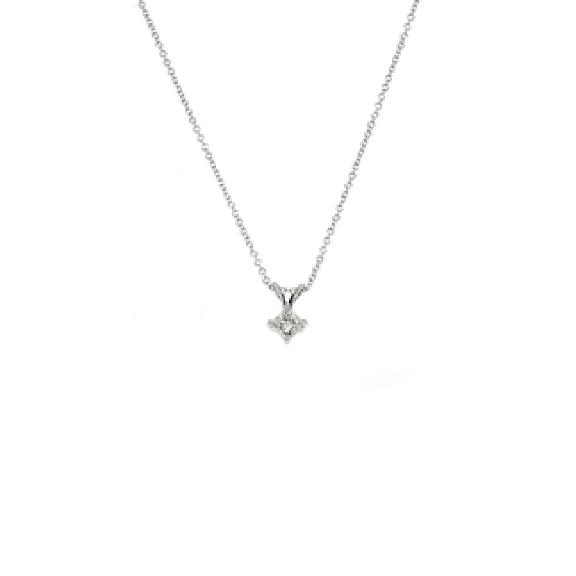 Princess Cut Diamond Pendant, ⅜ Carat Total Weight, 14K White Gold