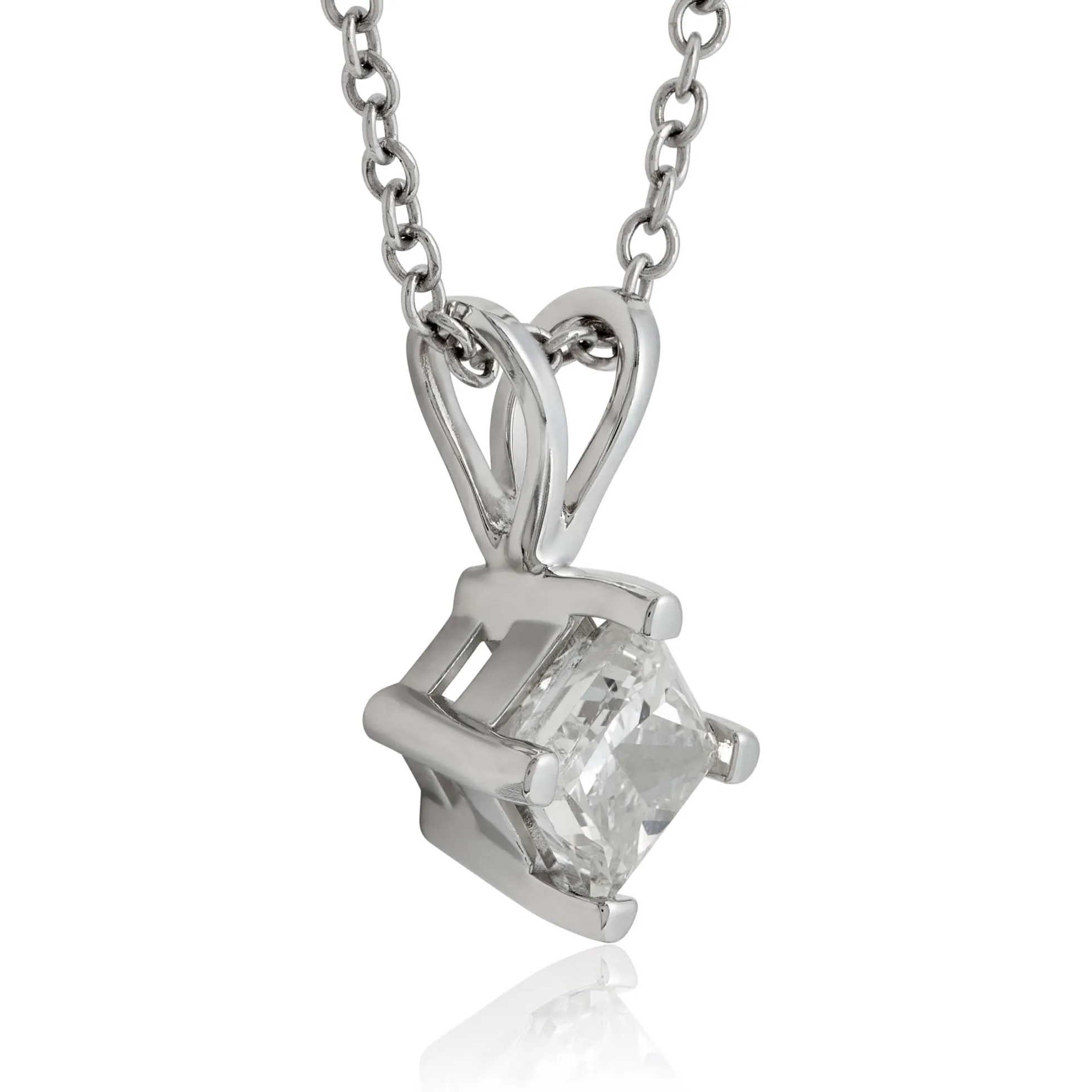 Princess Cut Diamond Pendant, ⅜ Carat Total Weight, 14K White Gold