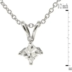 Princess Cut Diamond Pendant, ¼ Carat Total Weight, 14K White Gold