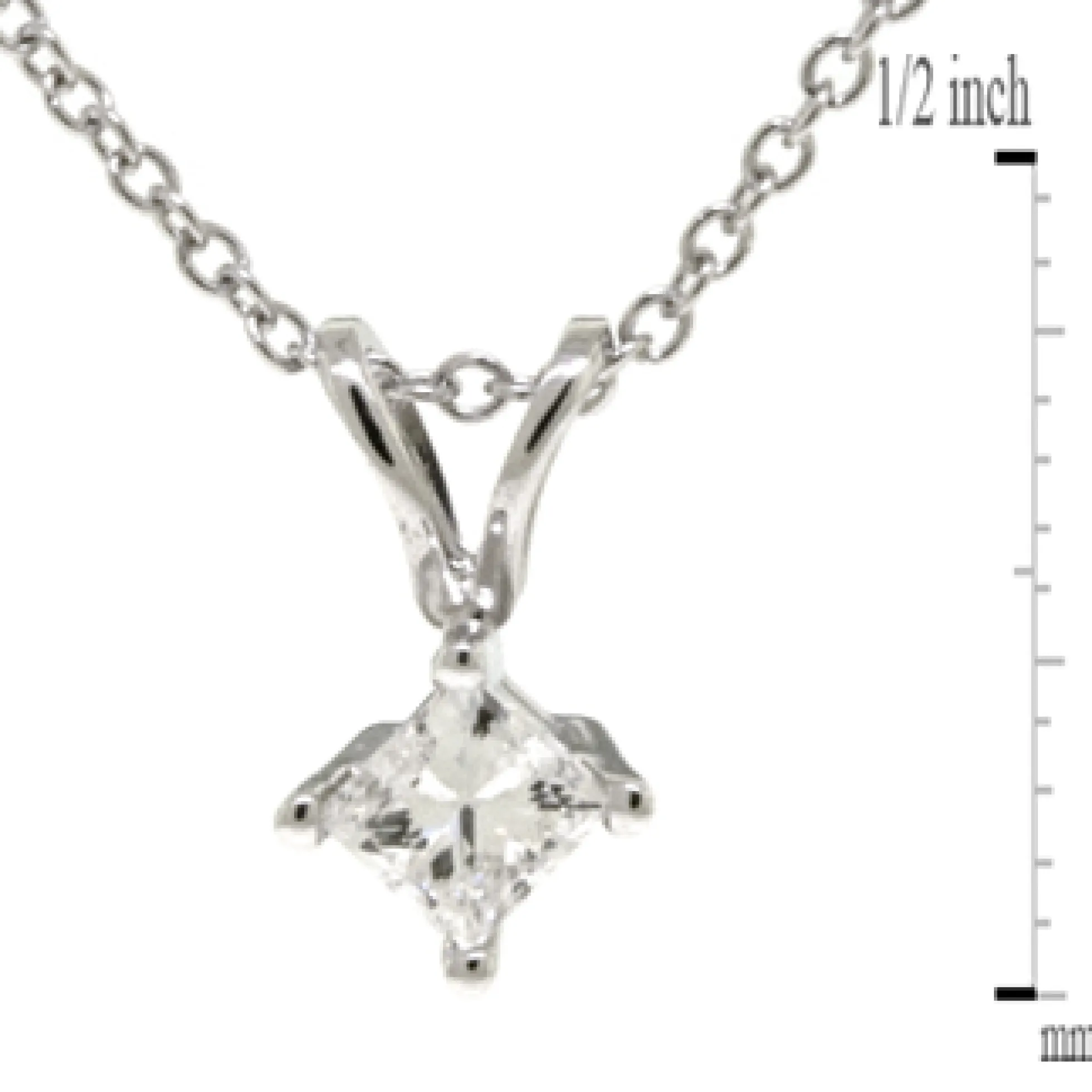 Princess Cut Diamond Pendant, ¼ Carat Total Weight, 14K White Gold