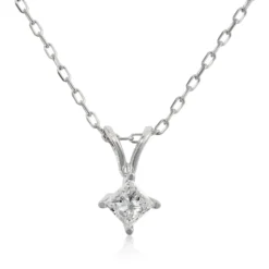 Princess Cut Diamond Pendant, ¼ Carat Total Weight, 14K White Gold