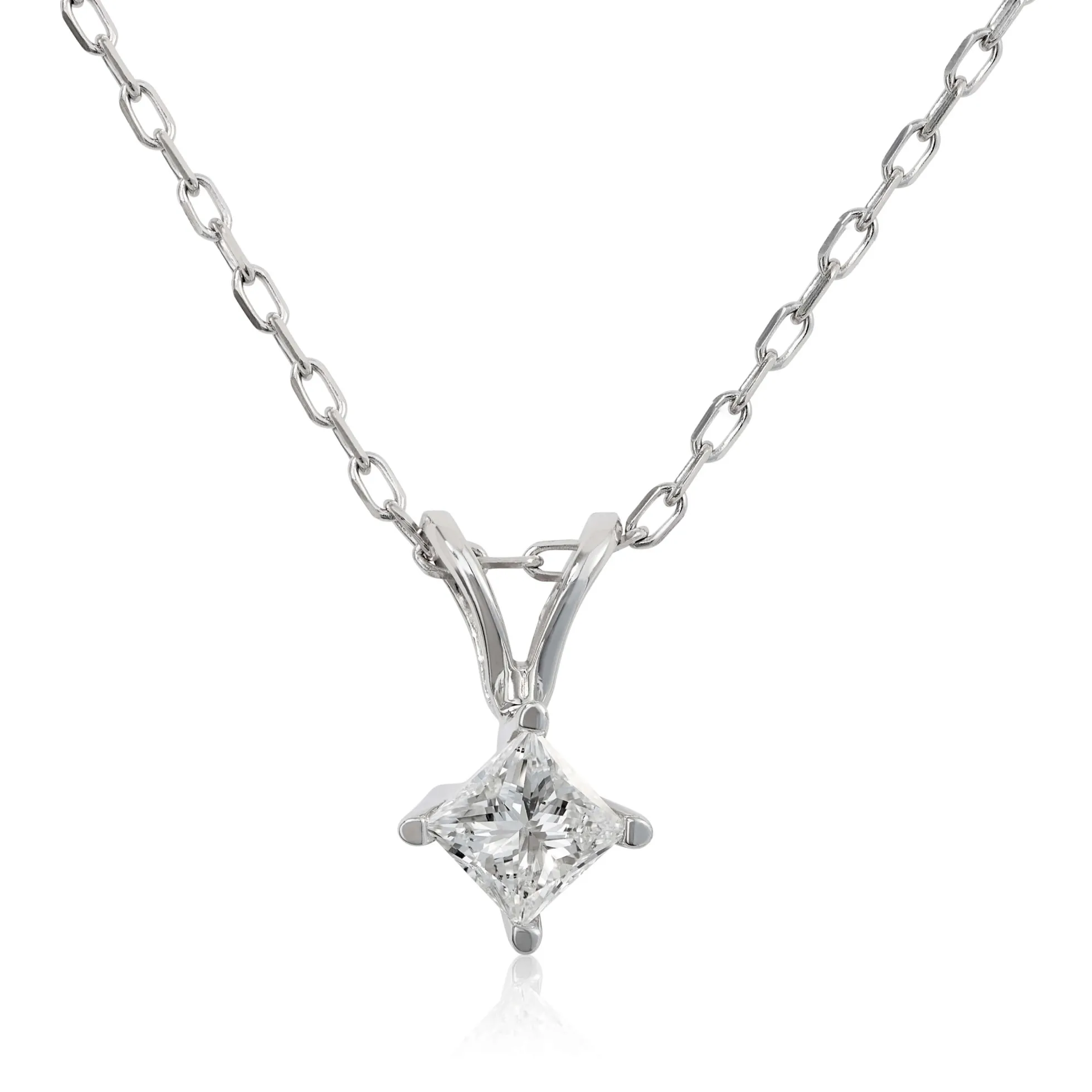 Princess Cut Diamond Pendant, ¼ Carat Total Weight, 14K White Gold