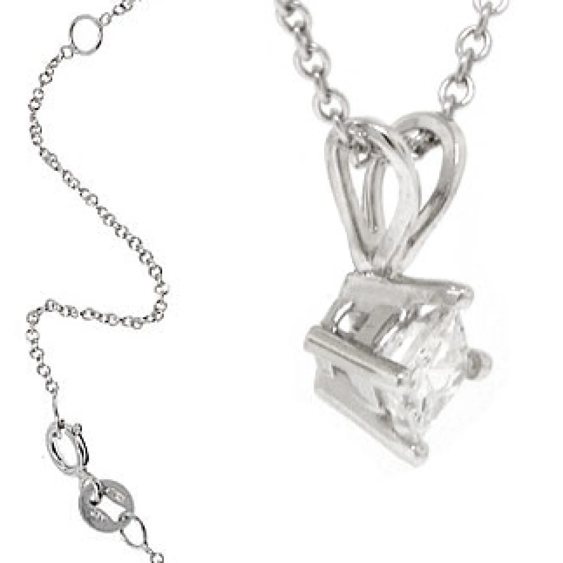 Princess Cut Diamond Pendant, ¼ Carat Total Weight, 14K White Gold