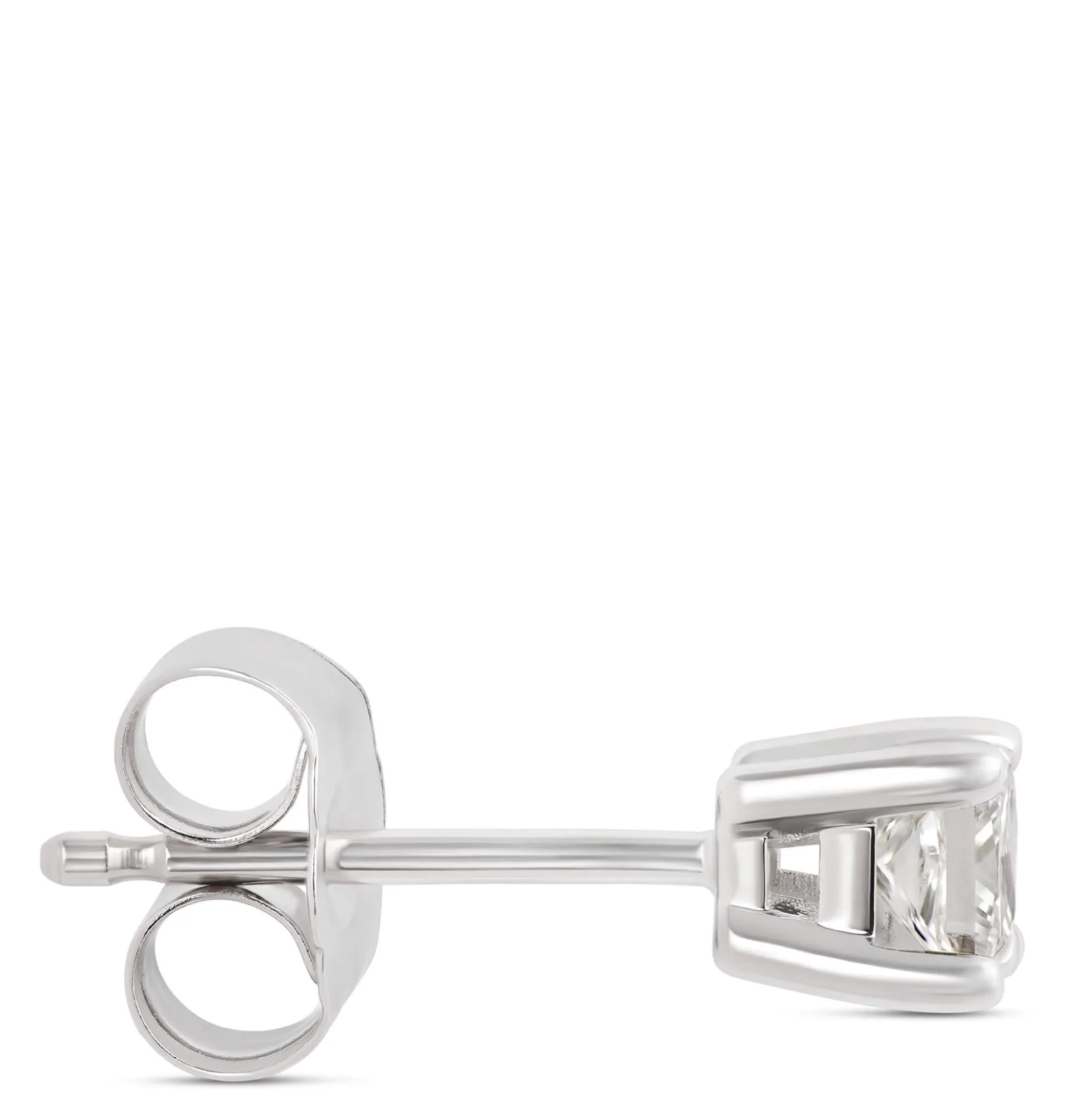 Princess Cut Diamond Studs, 14K White Gold