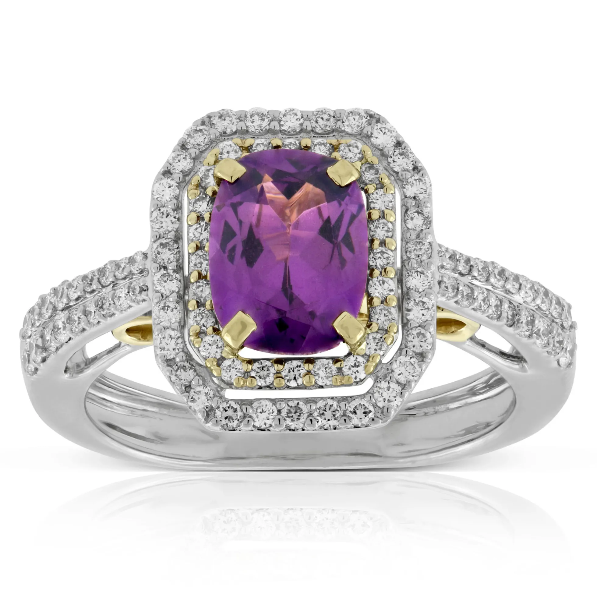 Purple Garnet & Diamond Ring 14K