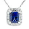 Radiant Cut Sapphire & Diamond Pendant 14K