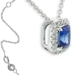 Radiant Cut Sapphire & Diamond Pendant 14K