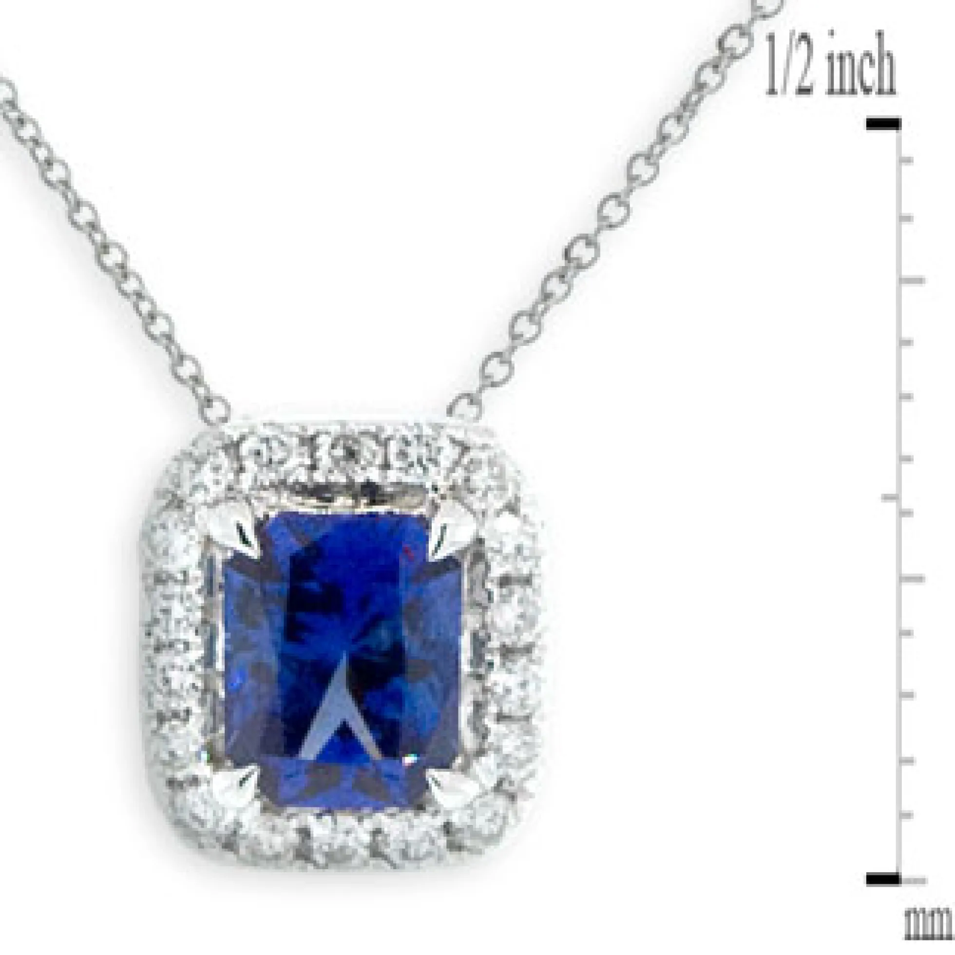 Radiant Cut Sapphire & Diamond Pendant 14K
