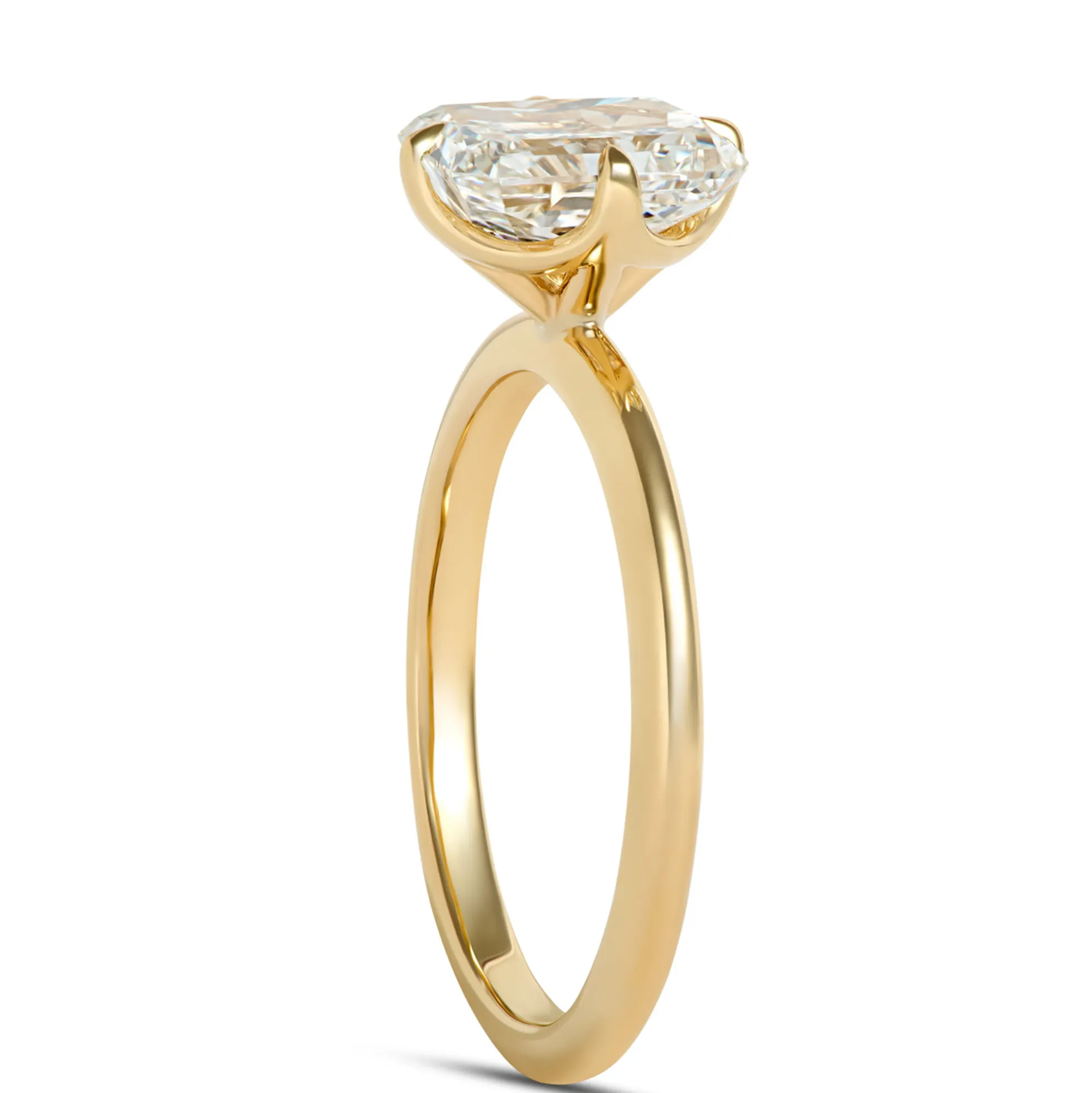 Radiant Cut Solitaire Diamond Engagement Ring, 18K Yellow Gold Size 6.5