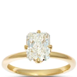 Radiant Cut Solitaire Diamond Engagement Ring, 18K Yellow Gold Size 6.5
