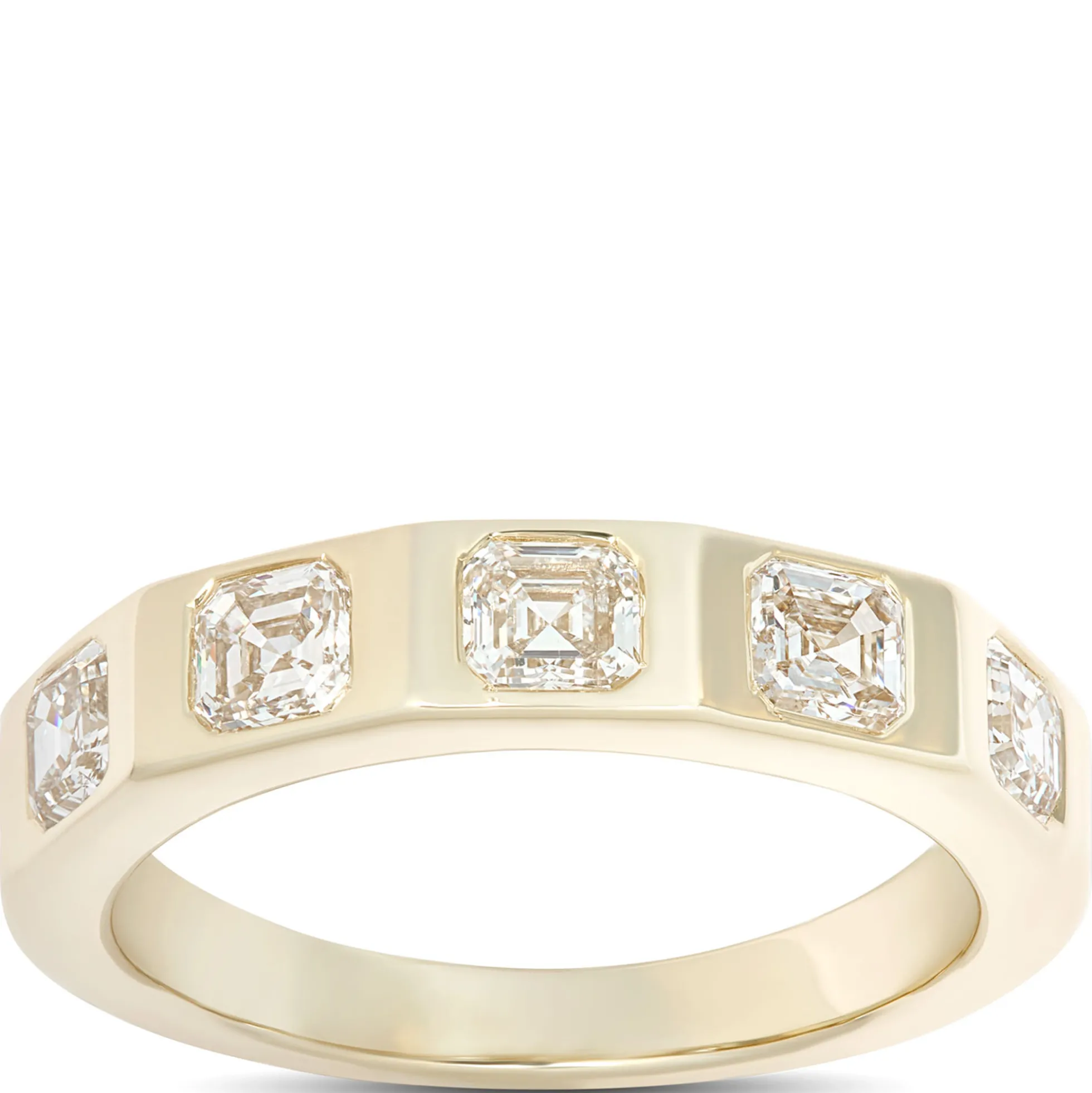 Radiant Diamond Band, 1 Carat Total Weight, 14K Yellow Gold