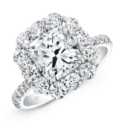 Rahaminov Cushion Cut Halo Engagement Ring, 18K White Gold