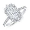 Rahaminov Cushion Cut Halo Engagement Ring, 18K White Gold