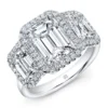 Rahaminov Emerald Cut Diamond Engagement Ring, 18K White Gold
