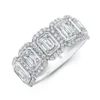 Rahaminov Oval and Emerald Cut Diamond Halo Ring, 18K White Gold