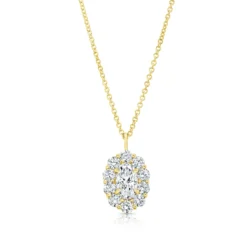 Rahaminov Oval and Round Diamonds Necklace, 18K Yellow Gold
