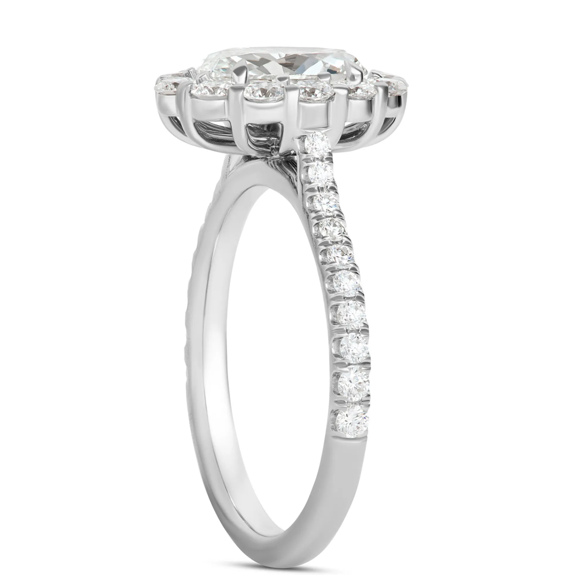Rahaminov Oval Diamond Halo Engagement Ring, 18K White Gold