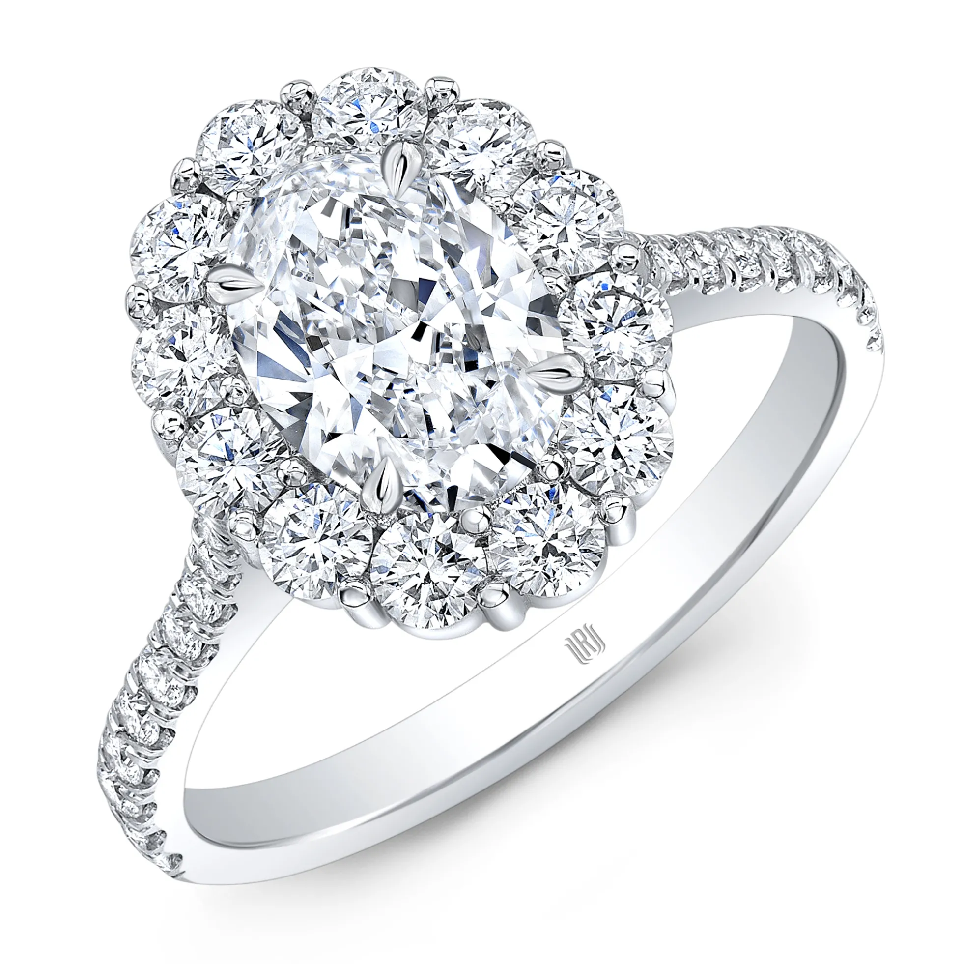 Rahaminov Oval Diamond Halo Ring 18K