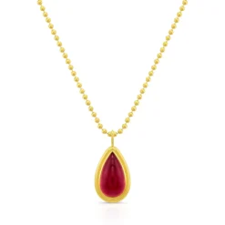 Rahaminov Pear Shaped Pink Tourmaline Pendant, 18K Yellow Gold
