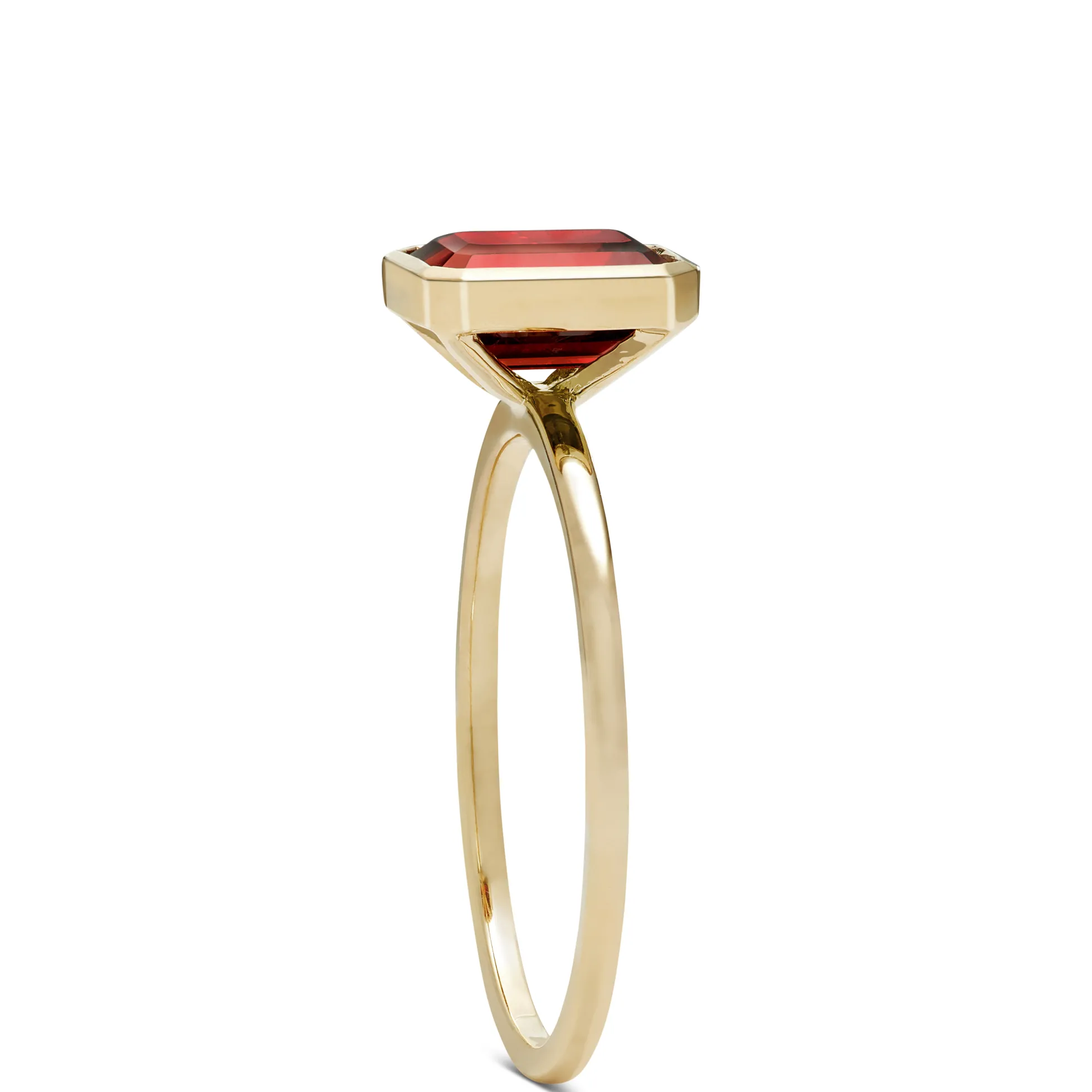 Rectangle Bezel Set Garnet Ring, 14K