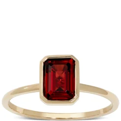 Rectangle Bezel Set Garnet Ring, 14K
