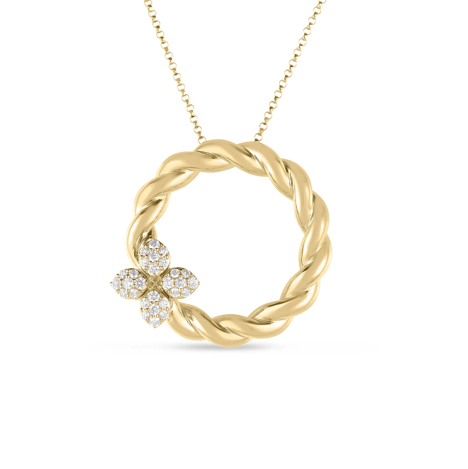 Robert Coin 18k Yellow Gold Love In Verona Diamond Twist Necklace